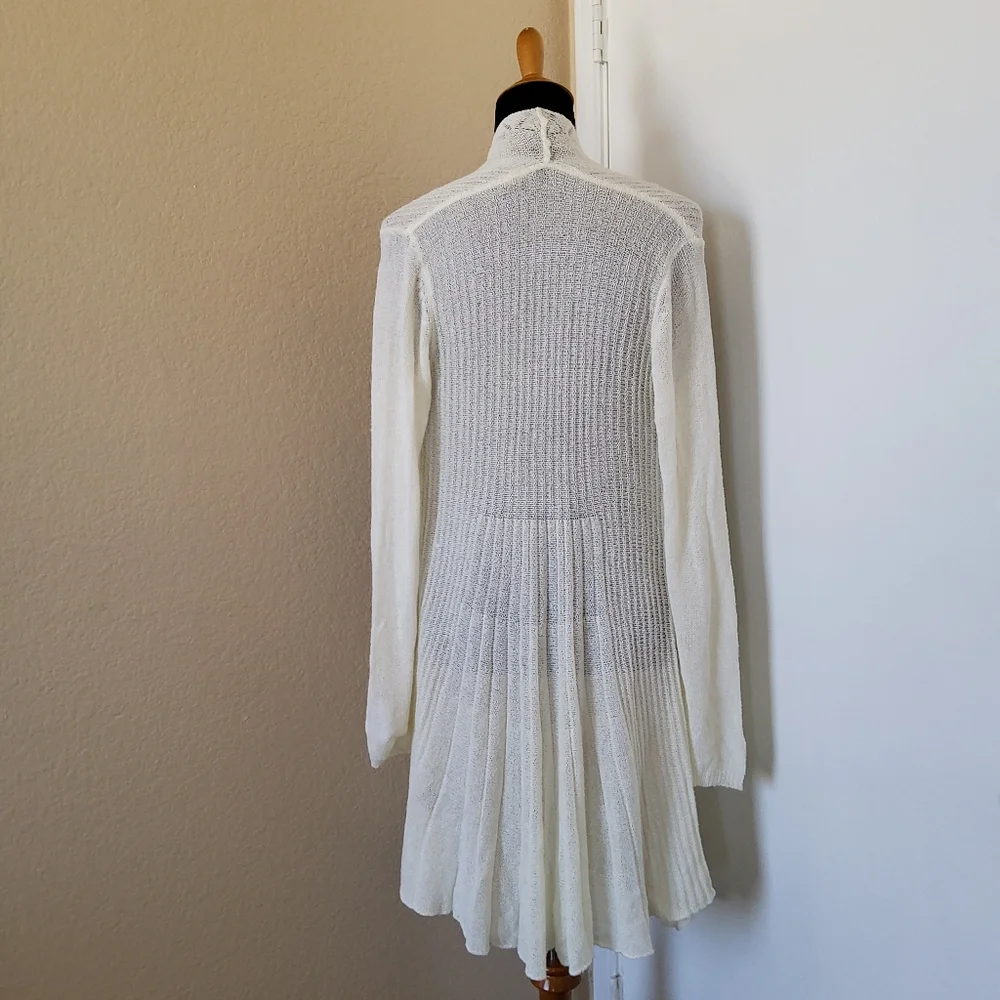 Soft Surroundings Long Pleated Open Front Cardigan Size M Cream​ NWOT - Picture 6 of 8